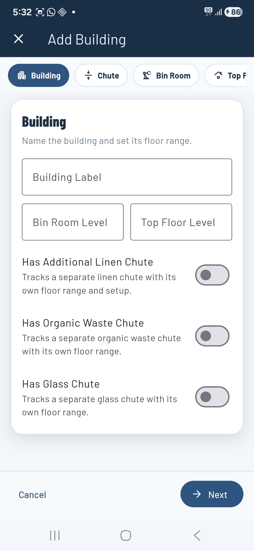 Add building — building tab empty