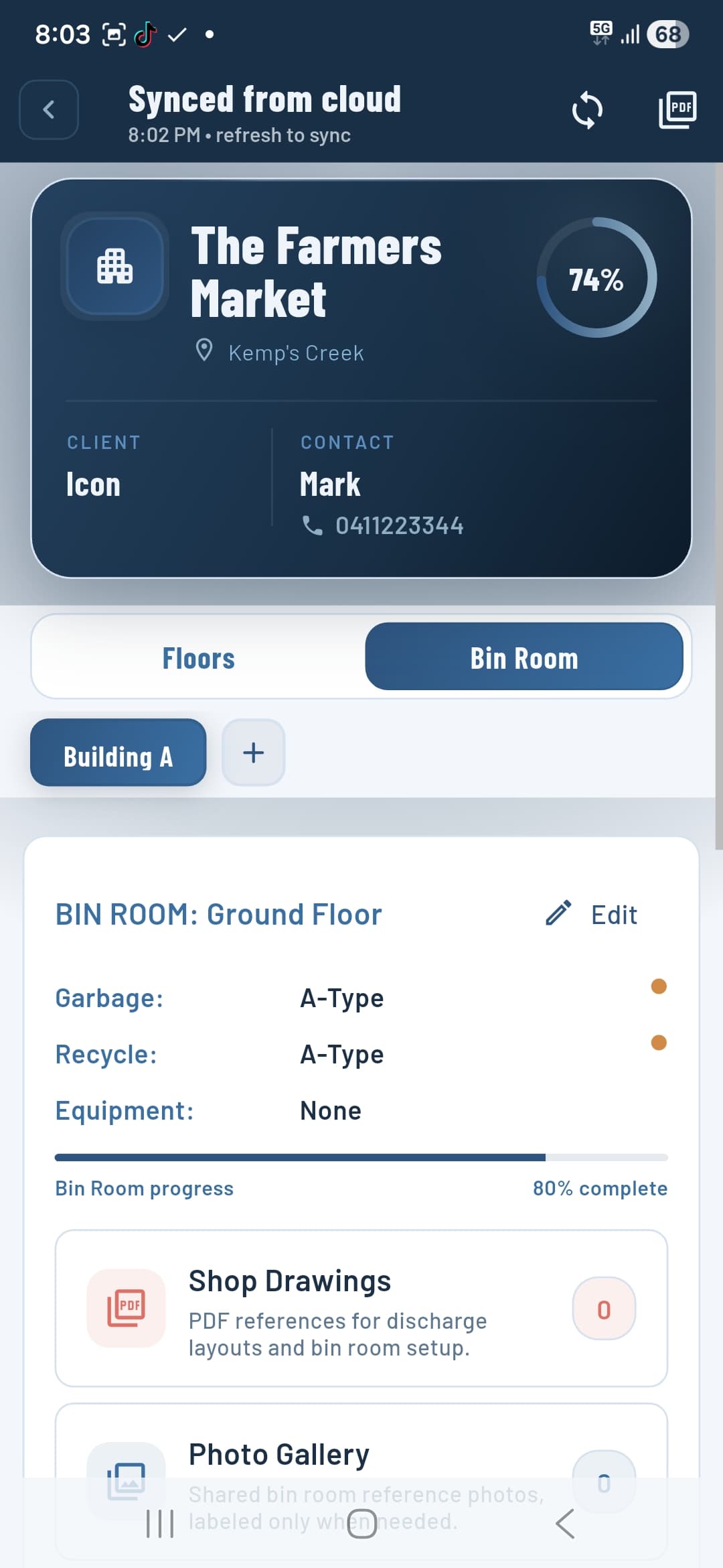 Bin room overview