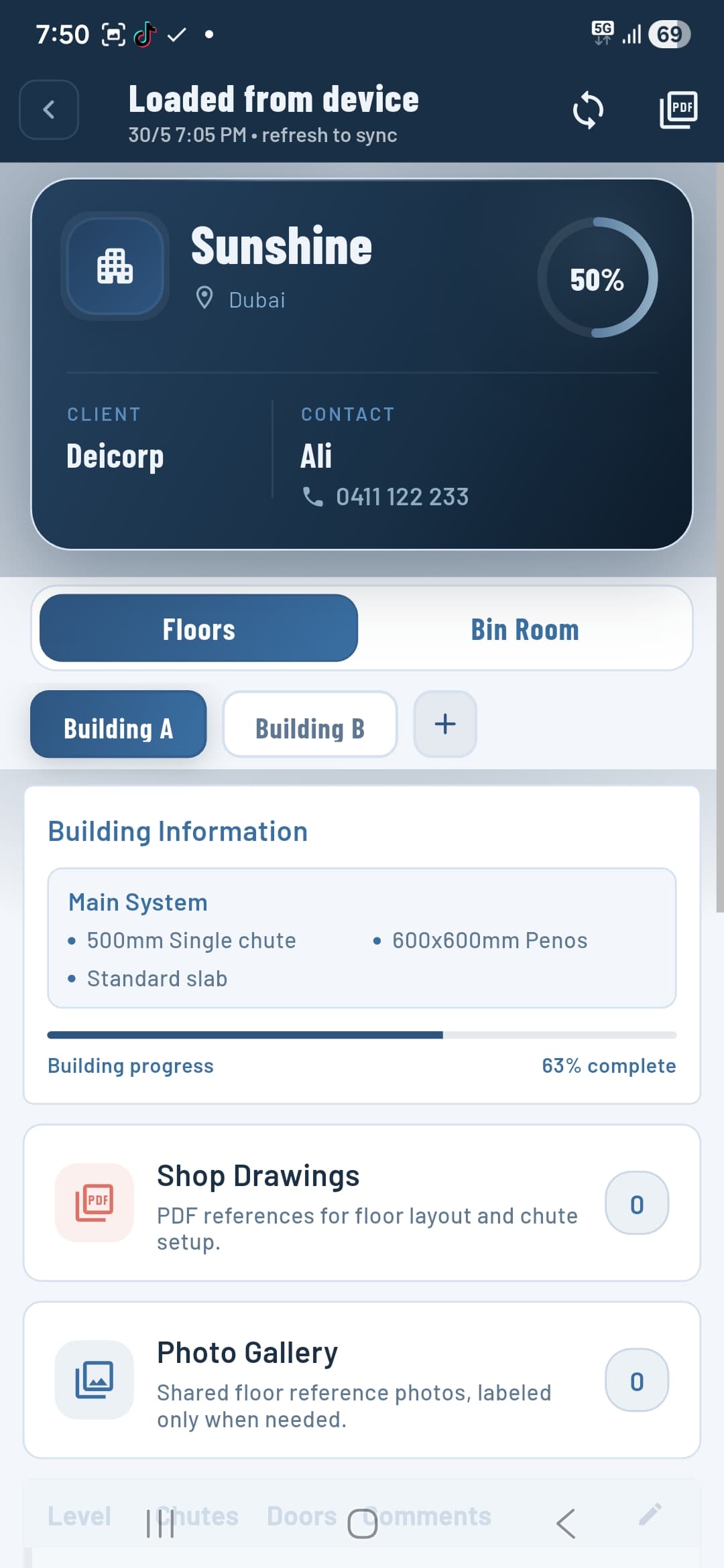 Building created, 0% progress