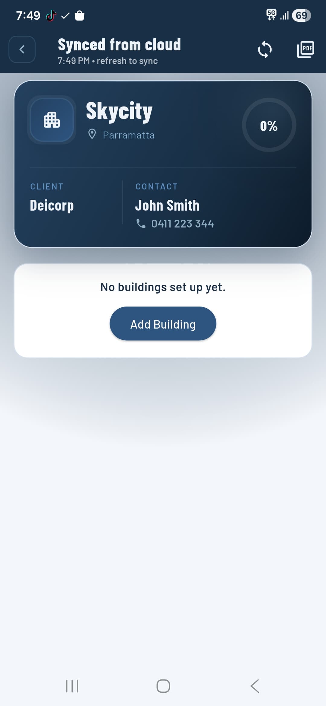 Newly created project, ready for buildings