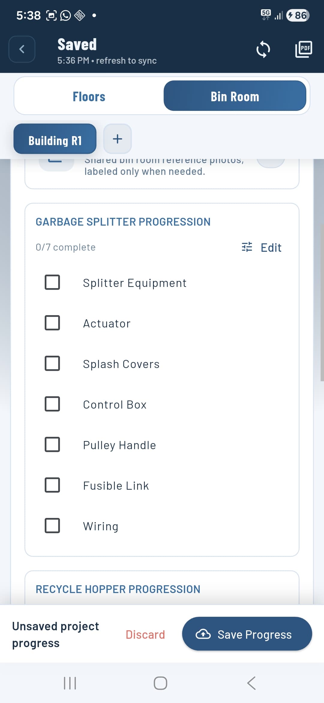 Garbage splitter progression